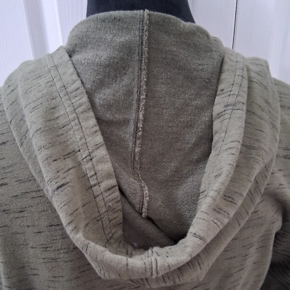 Olive Heathered Lightweight Jacket With Hood   Size L